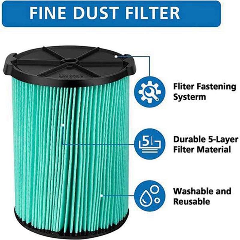 AEE4-HEPA Replacement Filter For Ridgid VF6000 Vacuum Cleaner Parts Vacuum High-Efficiency Air Filter With 1Pc Brush