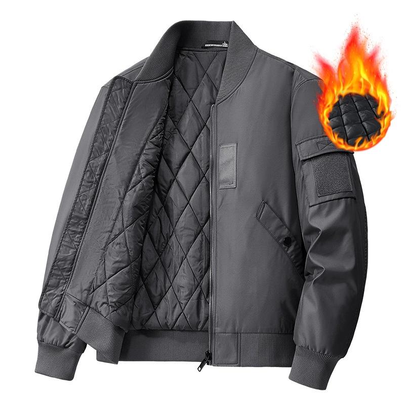 Dwustronna bawełniana kurtka męska, jesienno-zimowa z grubą bawełną i stójką, kurtka baseballowa, kurtka casualowa