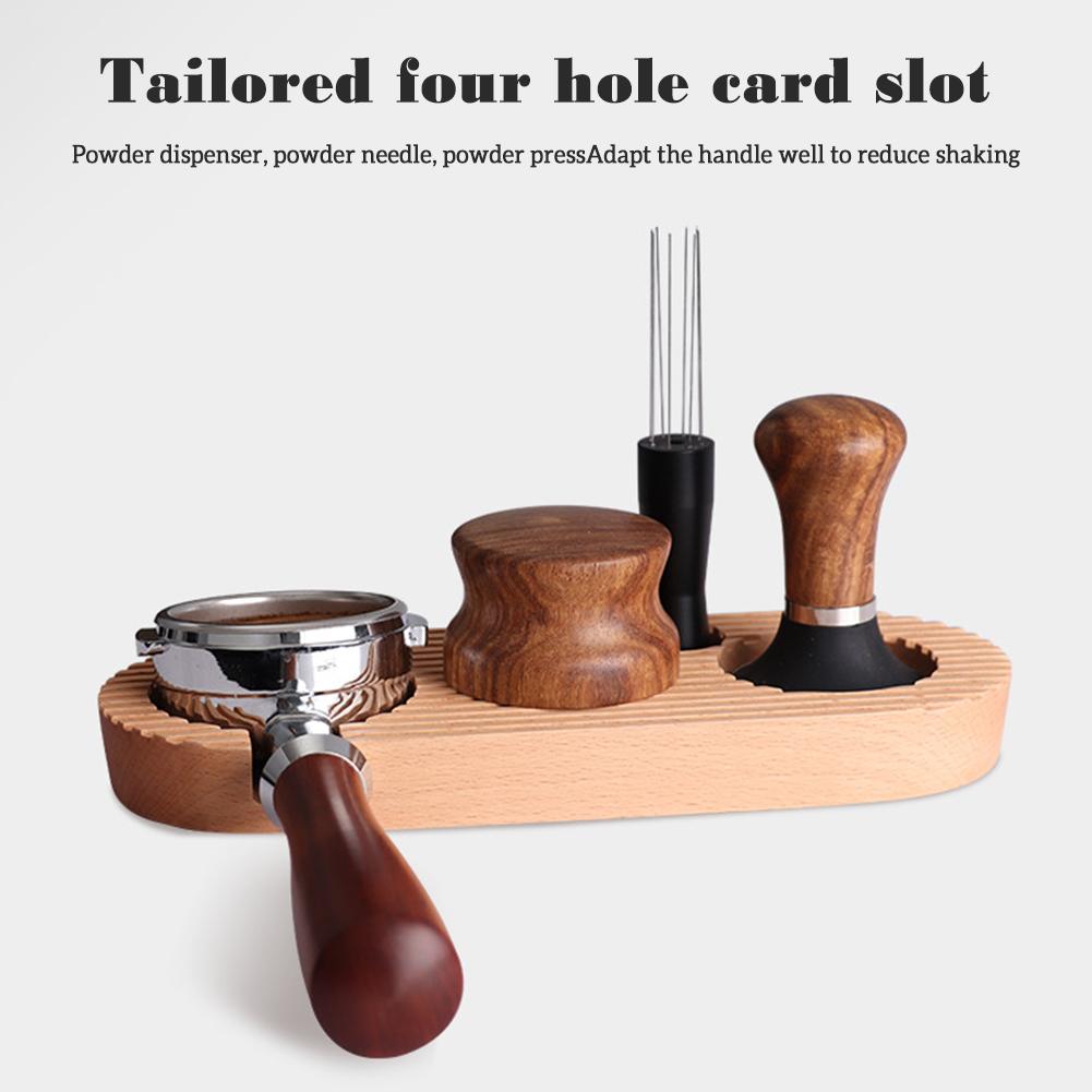 Wooden Coffee Tamper Base 4 Slots Coffee Powder Tamping Holder Coffee Making Accessories