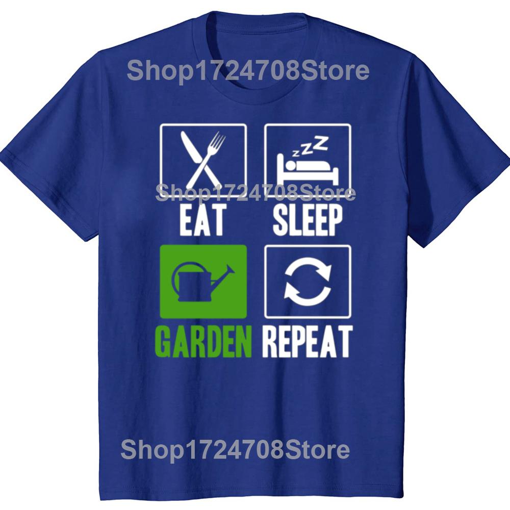 Funny Eat Sleep Garden Repeat Graphic Tshirts Men Womens Fashion Casual Tshirt 100 Cotton Loose Oversized Plant T Shirt