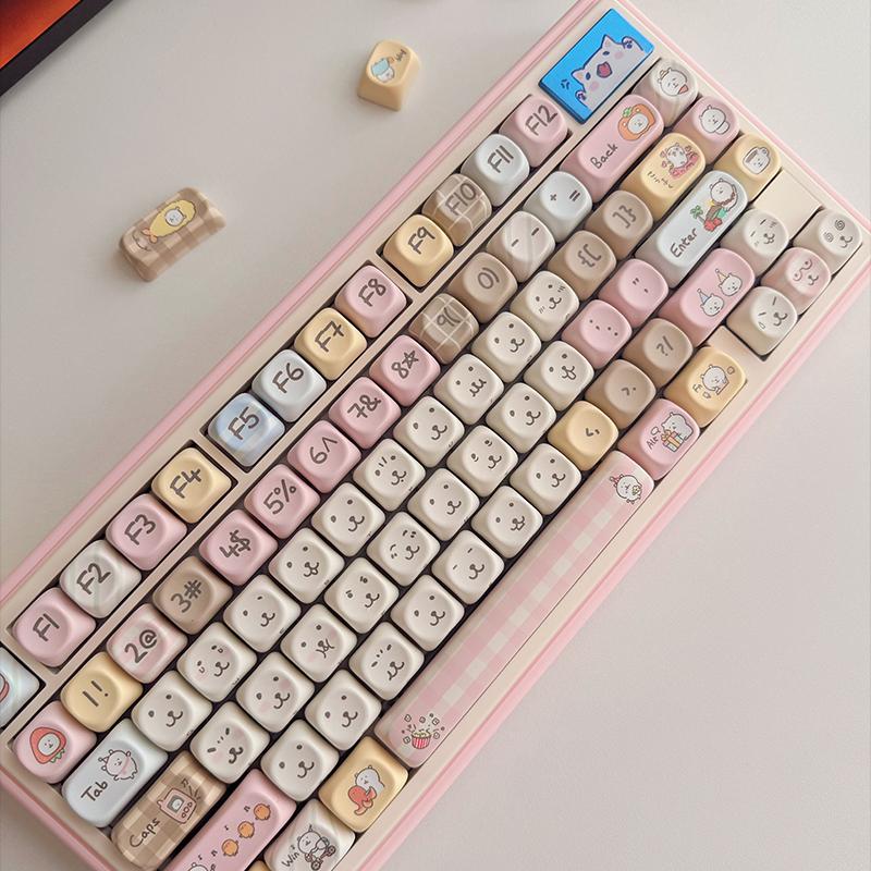 130 Key Self-mocking Bear Key Cap MOA Profile PBT Sublimated Personalized Key Caps for Cherry MX Switch Game Mechanical Keyboard