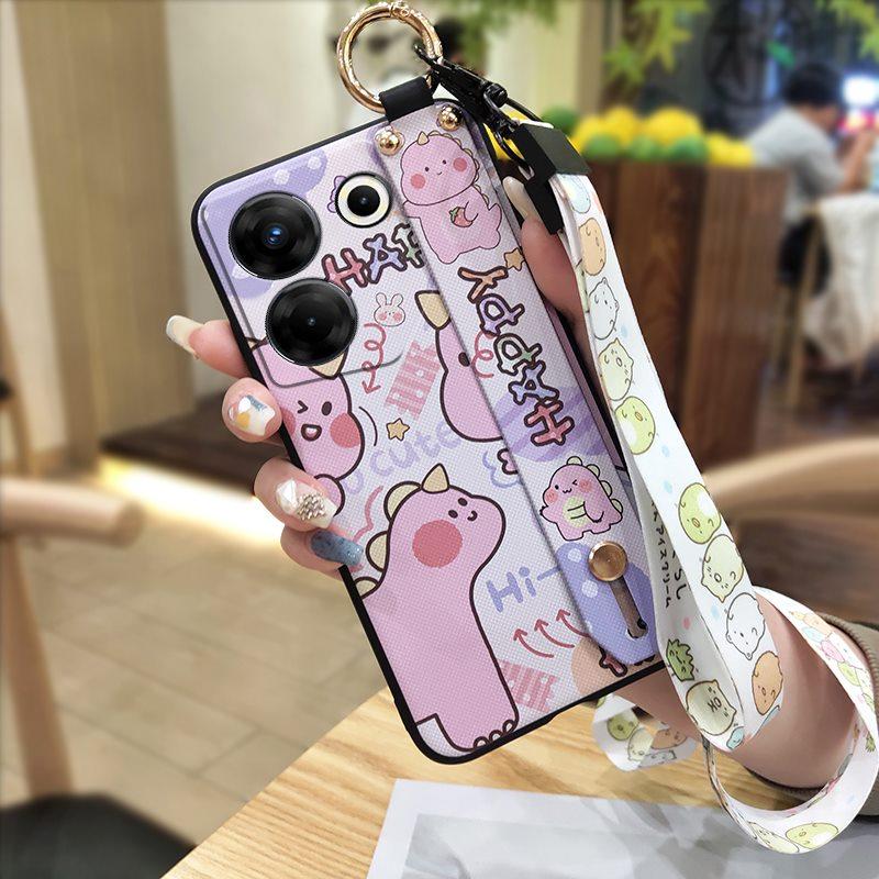Cute Lanyard Phone Case For Tecno Camon20 Pro 5G/CK8n Silicone Phone Holder Soft case Back Cover Waterproof Wrist Strap