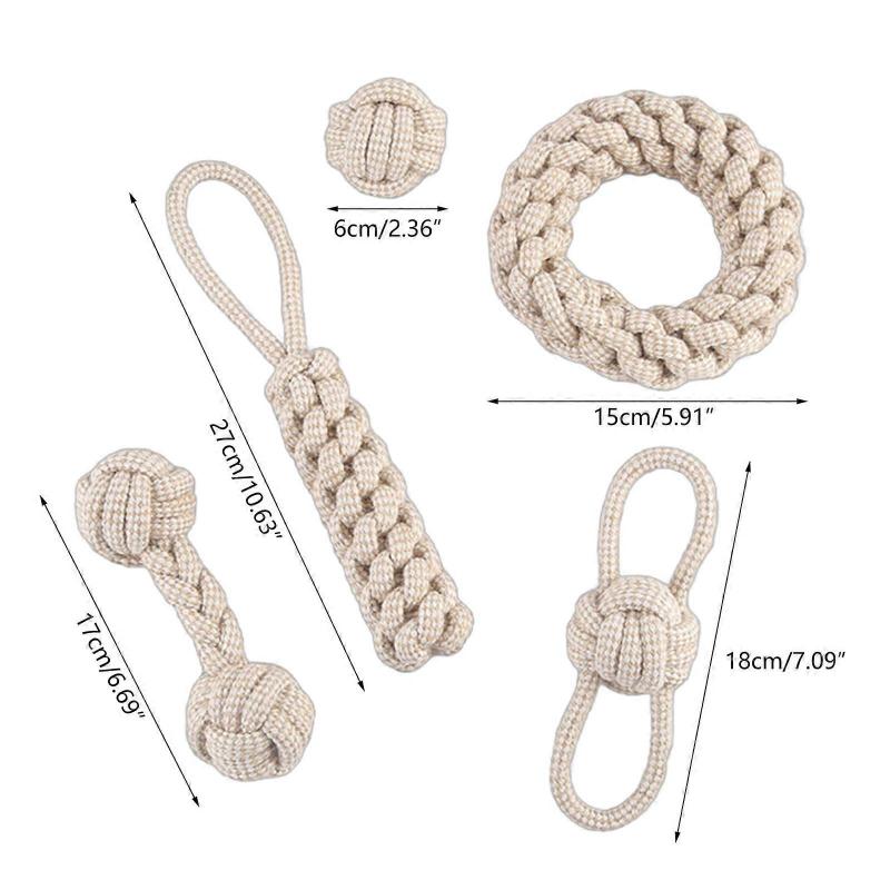 5pcs Natural Cotton Rope Play for Cats Dogs Safe and Engaging Includes Ball and Rope Suitable for Indoor Outdoor Chased Multicolor