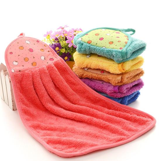 Hanging Towel for Hand Drying Cleaning Towel with Hanging Ring Absorbent Towel for Bathroom Kitchen Wiping