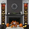 Durable Fabric Banner Halloween Porch Sign Banner, Pumpkin Ghost Party Awning Hanging Wall Decorative Holiday Door Decoration, Front Wreath