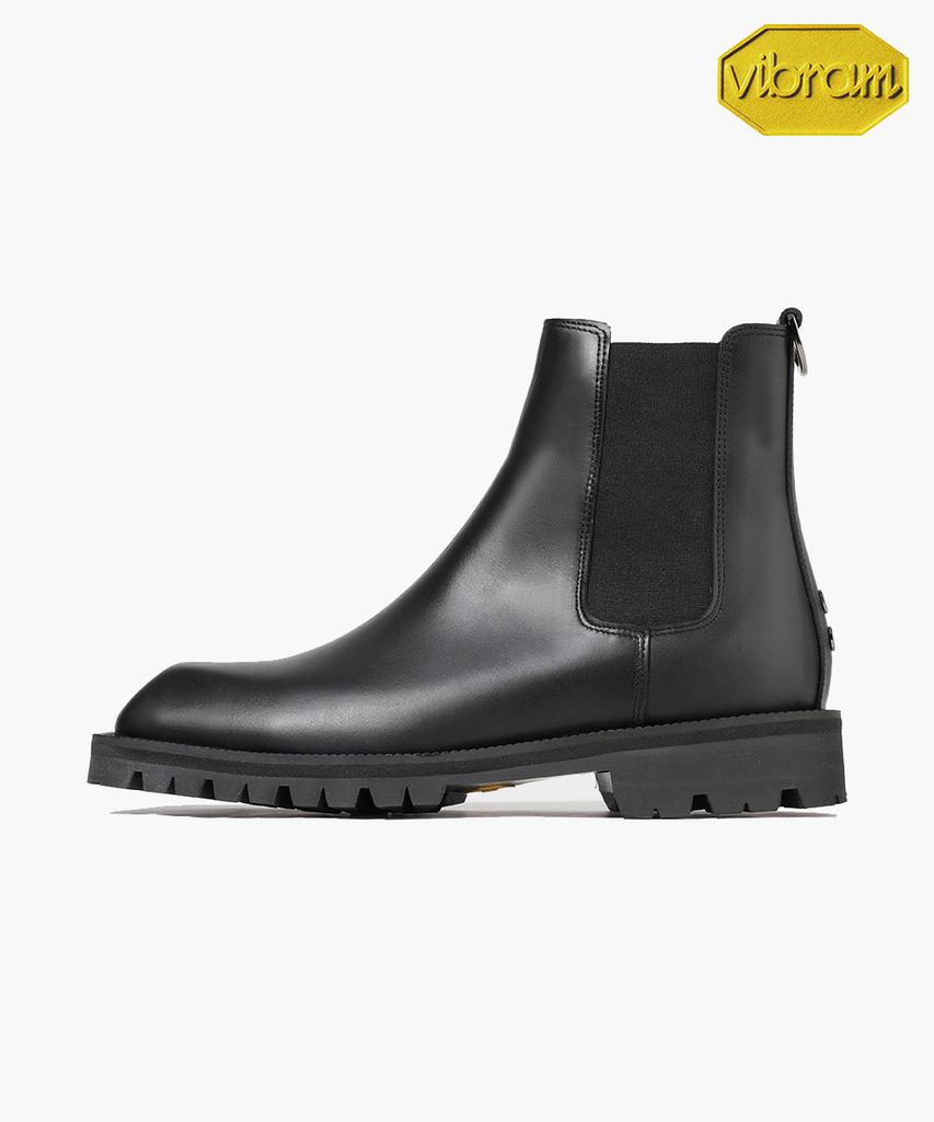 Firenze Atelier [Vibram] Volume Square Toe Casual Worker Sole Chelsea Boots 9420-W [Black Fg]