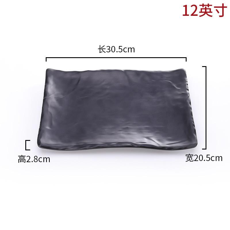 Melamine Plates Sushi Plate Rectangle Black Plastic Dinner Plate Kitchen Tableware Commercial Rotisserie Side Dishes