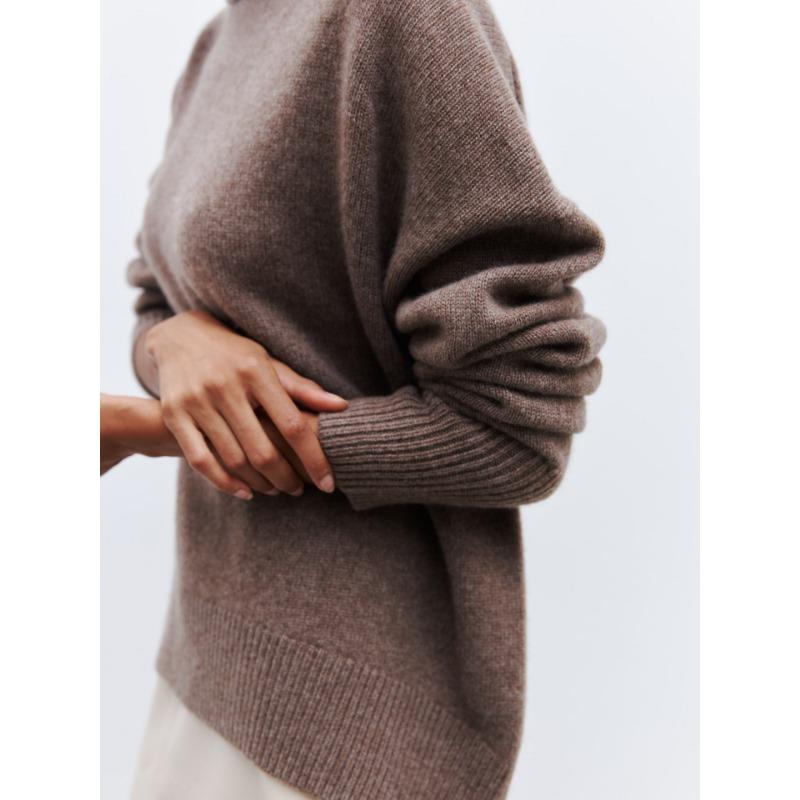 Autumn and Winter Turtleneck Women Sweater Loose Long Sleeve Casual Pullover Knitted Sweater Tops Fashion Loose Solid Color Clothes 1450