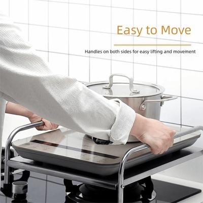 With Handle Induction Cooker Stand Waterproof Anti-Slip Feet Stainless Steel Stove Cover Space Saving Large Load Bearing