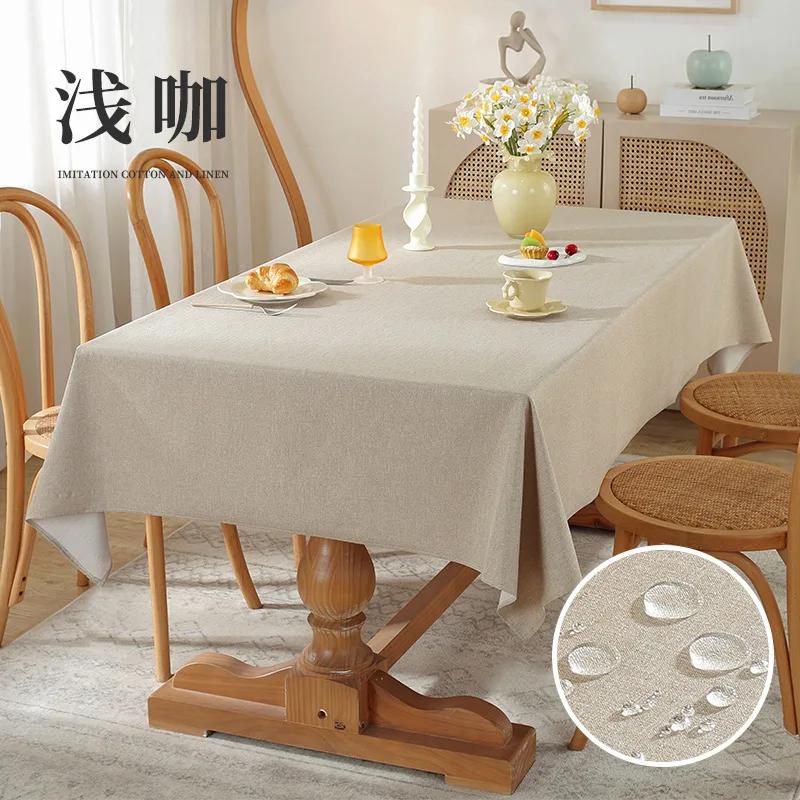 

New ablecloth straight-edge version tablecloth household imitation cotton and linen dining table cloth 140x140cm 1pcs колір світло кави