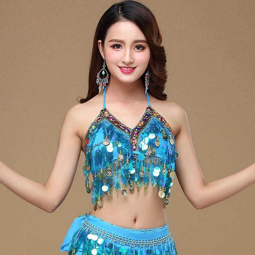 Stage Dance Wear Tassel Nightclub Halter Bra Show Costumes Performance Top Belly Dance Bra