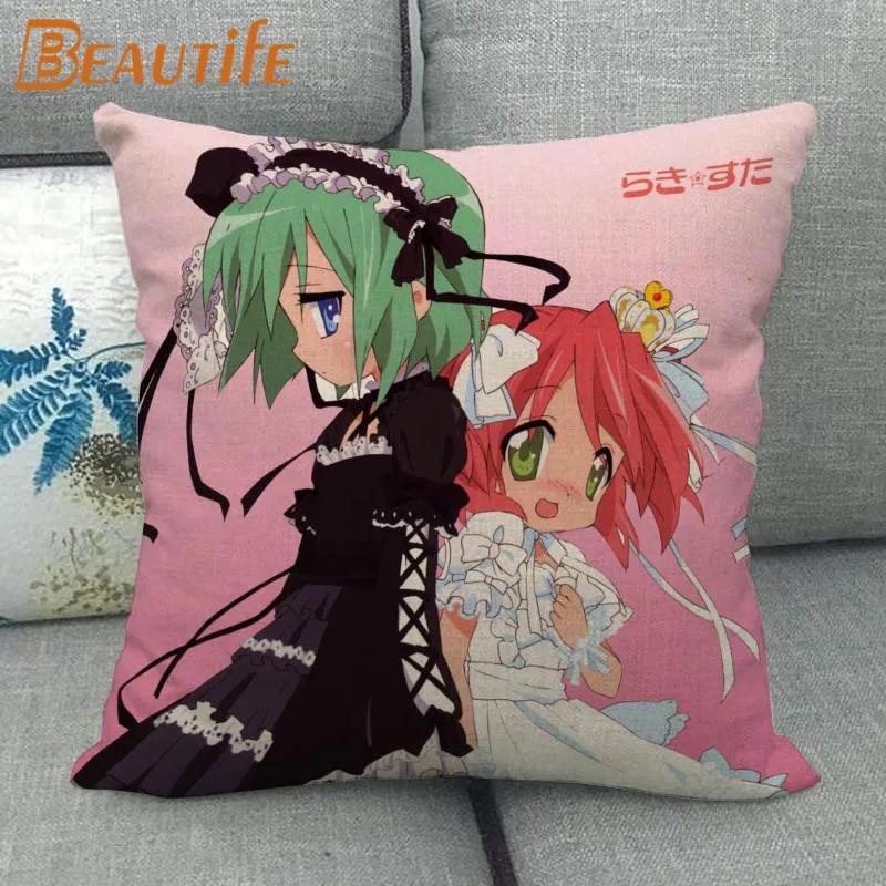 Custom Lucky Star Pillowcase Cartoon Girl Wedding Decorative Cotton Linen Pillow Case for Home Pillow Cover 45X45cm One Side