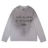 Unisex Vintage Gewassen Katoenen T-shirt Met Letterprint Tie-Dye Zoom Ronde Hals Losse Pasvorm Top