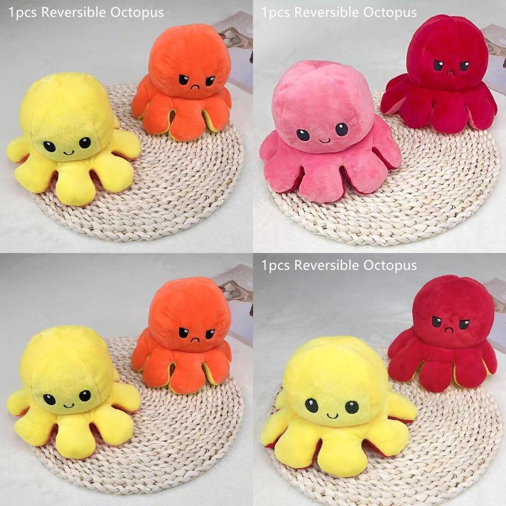 Adorable Double-sided Flip Reversible Octopus Plush Toy For Kids Soft And Cuddly Marine Life Stuffed Animal