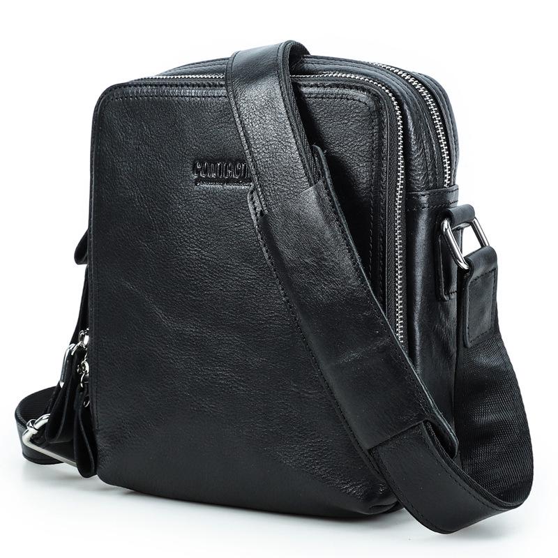 Czarny Anioł Retro Skóra Crazy Horse Męska Torba Na Ramię Crossbody
