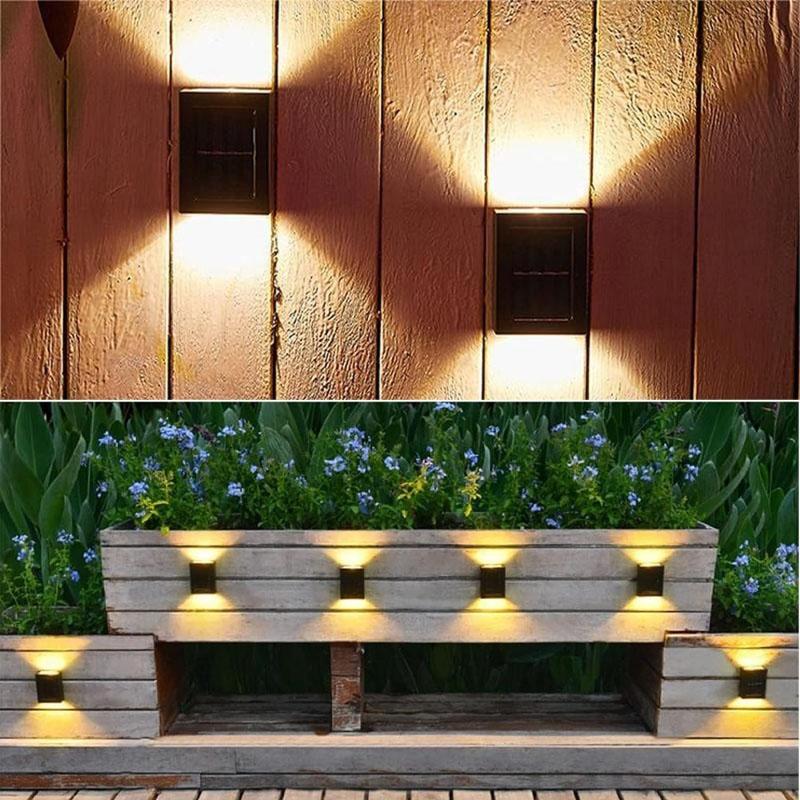 Solar Wall Light ABS Waterproof Up Down Outdoor with Built-in Li-ion Battery for Garden Yard Stairs Decoration Solar Panel Light