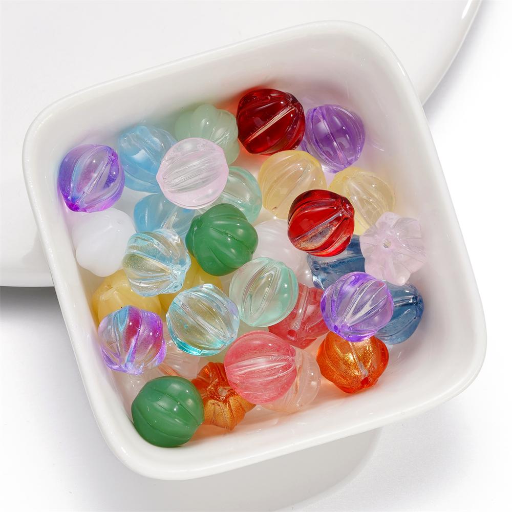 20/50pcs 8mm Glass Pumpkin Beads Spacer Bead for Bracelet Necklace Earrings Keychain DIY Halloween Jewelry Making Accessories