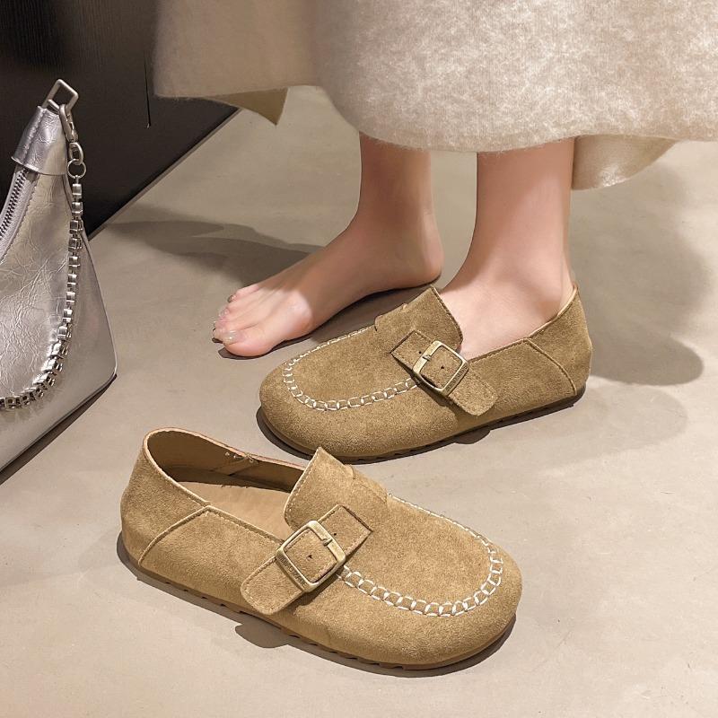 Fashion Women Single Shoe Suede Surface Soft Casual Spring Slip-On Lolita Shoes Cow Suede Flats Daily Flat Shoes Women's Loafers