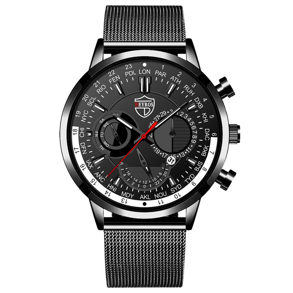 Stainless Steel Mesh Strap Watch Men S Watch Trend Calendar Luminous Quartz Watch