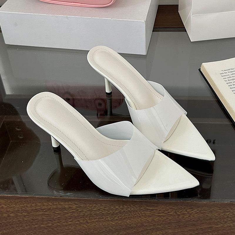 

Мода 2025 Новая мода Прозрачные женские туфли-лодочки на высоком каблуке Обувь Неглубокая женская обувь слипоны Острый носок Женские туфли на тонком каблуке 35 бежевый