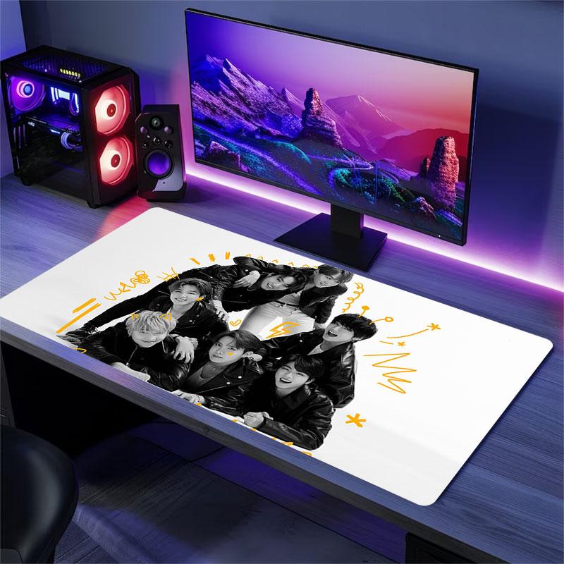 BTS Poster Mouse Pad, Large Gaming Desk Mat, Non-slip XXL Mousepad for Laptop & Tablet, Mini PC Playmat with Stitched Edges