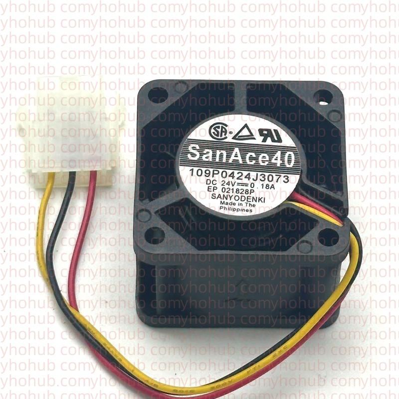 SANYO DENKI 109P0424J3073 DC 24V 0.18A 40x40x28mm 3-wire 40x40x28mm Server Cooling Fan Fixed Color чёрный