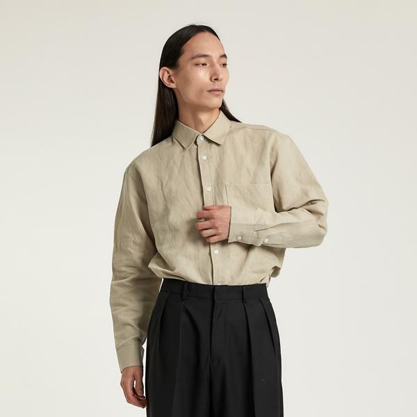Marbete Basic Linen Shirt Beige Beige/M