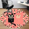 1pc Cat Floral Pattern Chair Carpet for Office, Round Non Slip Durable Large Size Office Carpet, Suitable for Office
