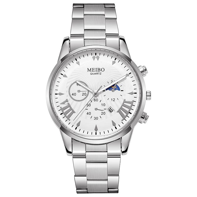 Fashion Business Three-Eye Watch Steel Belt Versatile Leisure Outdoor Hand Watch Quartz Watch