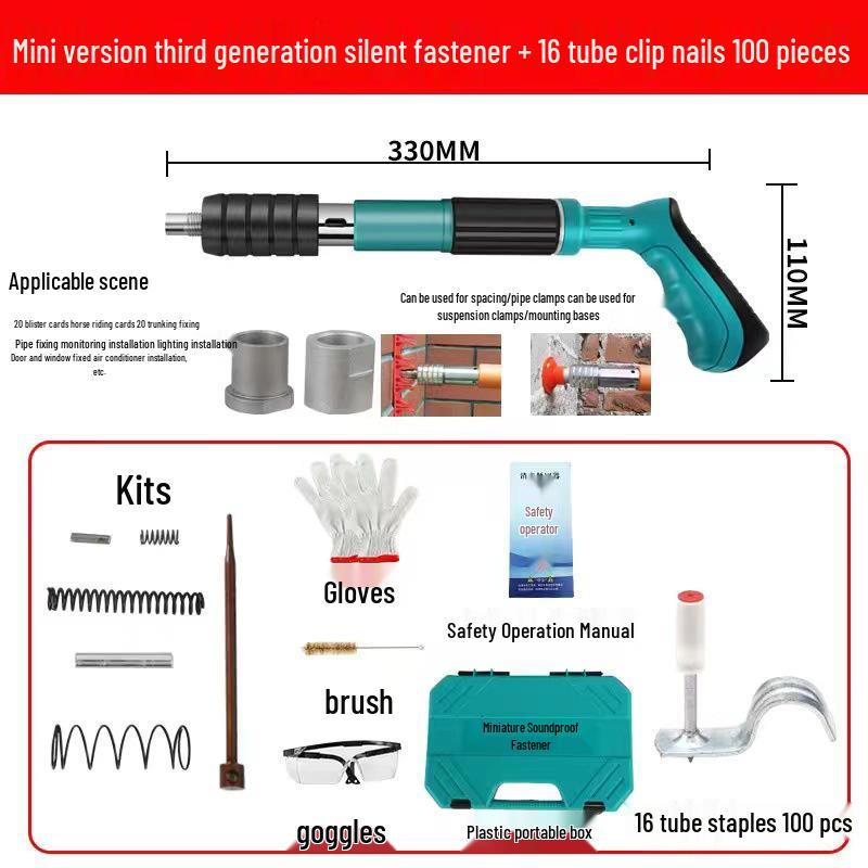 Multi-Purpose Pneumatic Concrete Nail Gun for Ceiling and Wall Fixing, Sound-Dampening