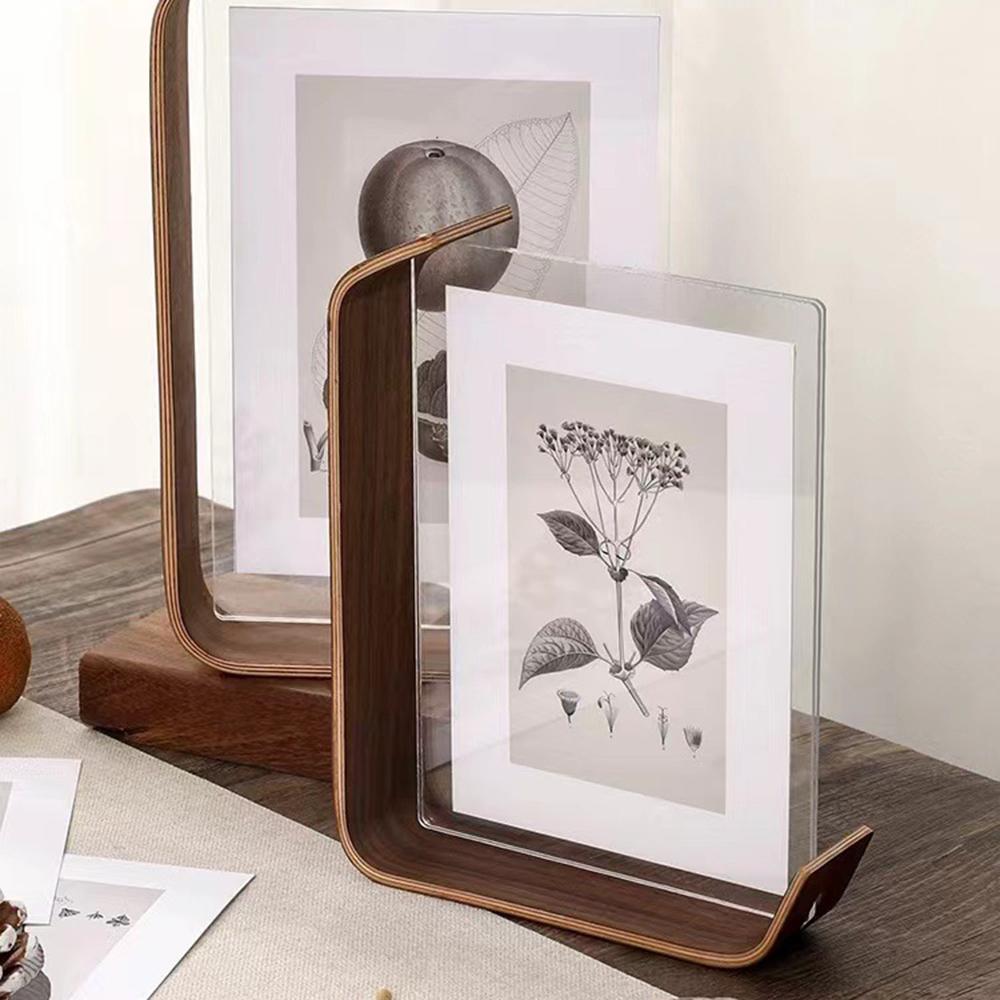 Transparent Wood Display Photo Frame Wear Resistant Photo Holder Decor For Home Bedroom