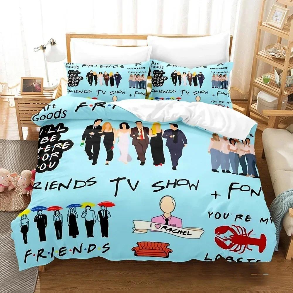 Friends Tv Show Comedy Style Bedding Set Duvet Cover Sheet Printed Bed Set Pillowcase Bed Full Queen King Size Comforter Bedroom