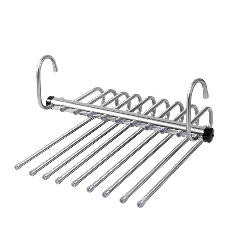 1 Pcs Stainless Steel Magic Pants Hangers 5/9 Layer Space-Saving Closet Organisers for Jeans Trousers Scarves Multi-Clothes Rack