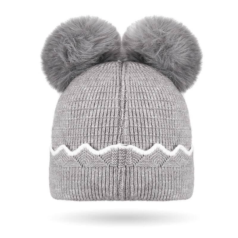 Girls' Winter Bow Double Pom-Pom Knitted Beanie
