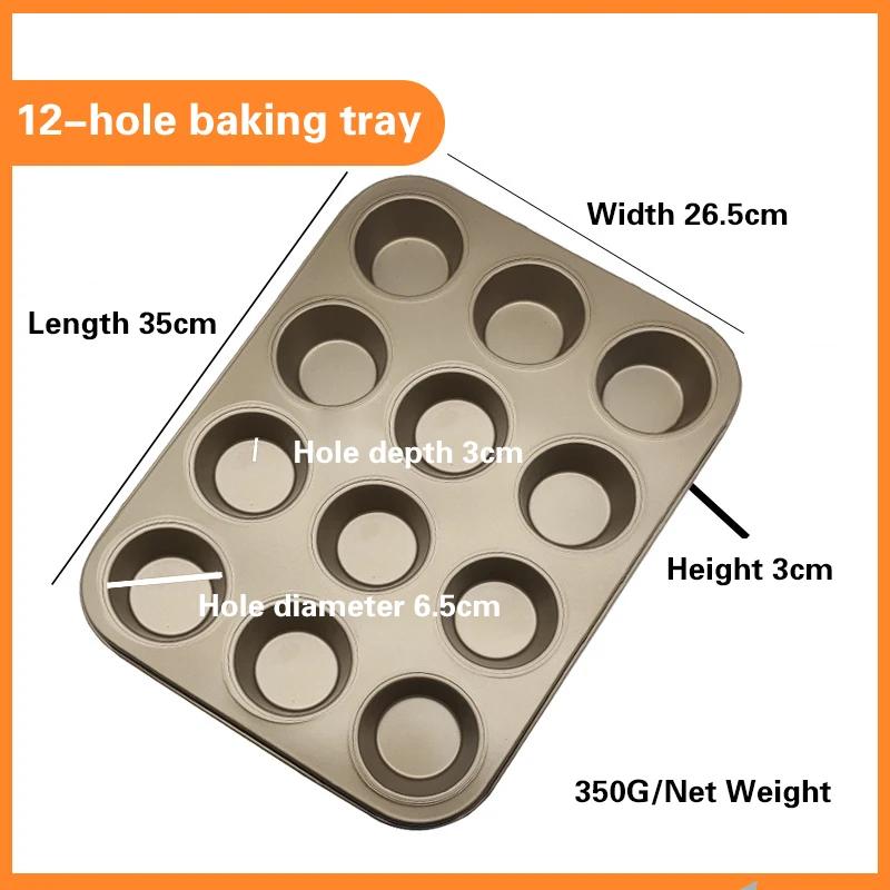 6/12/24 Hole Round Cake Mold Carbon Steel Nonstick Muffin Cake Mold DIY Home Muffin Cup Baking Pan Kitchen Supplies Gadgets