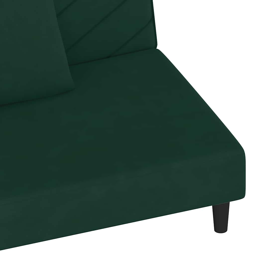 2 Seater Sofa Bed with 2 Cushions Dark Green Velvet