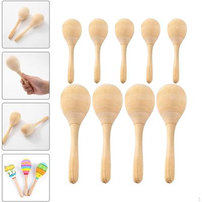 Wood Maracas Hand Painted for Baby Kids DIY Sand Hammers Unfinished Blank