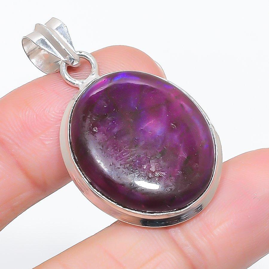 Natural Pink Labradorite Gemstone 925 Sterling Silver Jewelry Pendant 1.65" i1l77