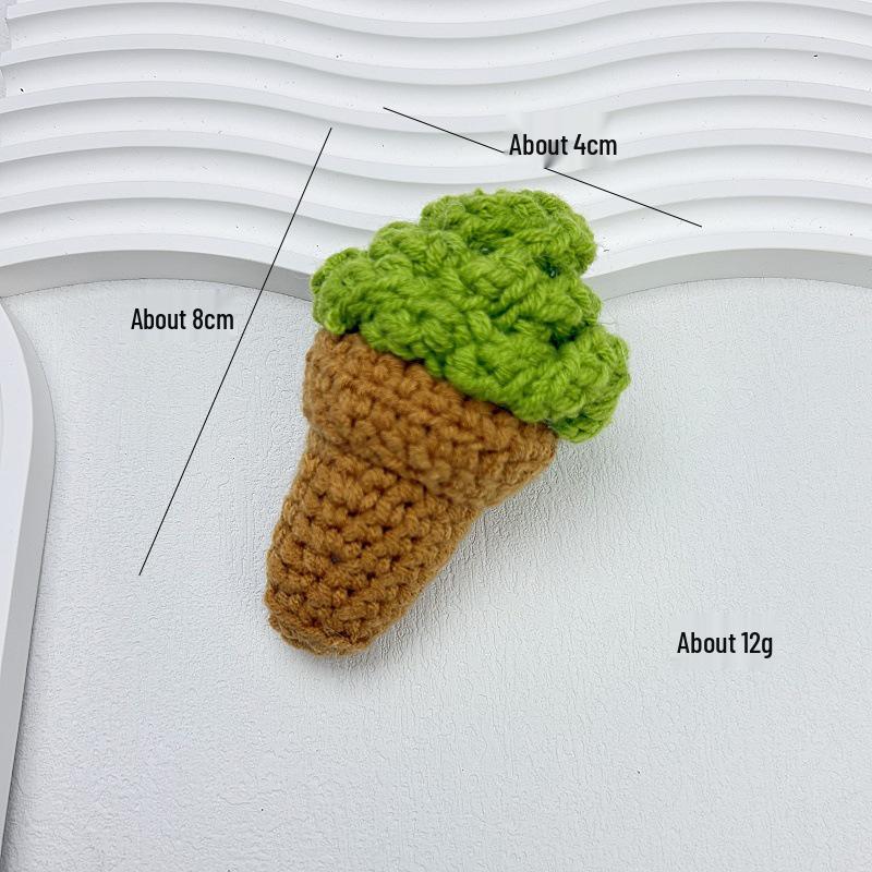 Hand-Knitted Ice Cream Cone Keychain Pendant for Backpacks and DIY Jewelry Accessories