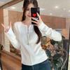 Gray Long-sleeve Knitwear for Women Autumn Sweater Inner Base Layer Gentle and Sweet Slim-fit Top