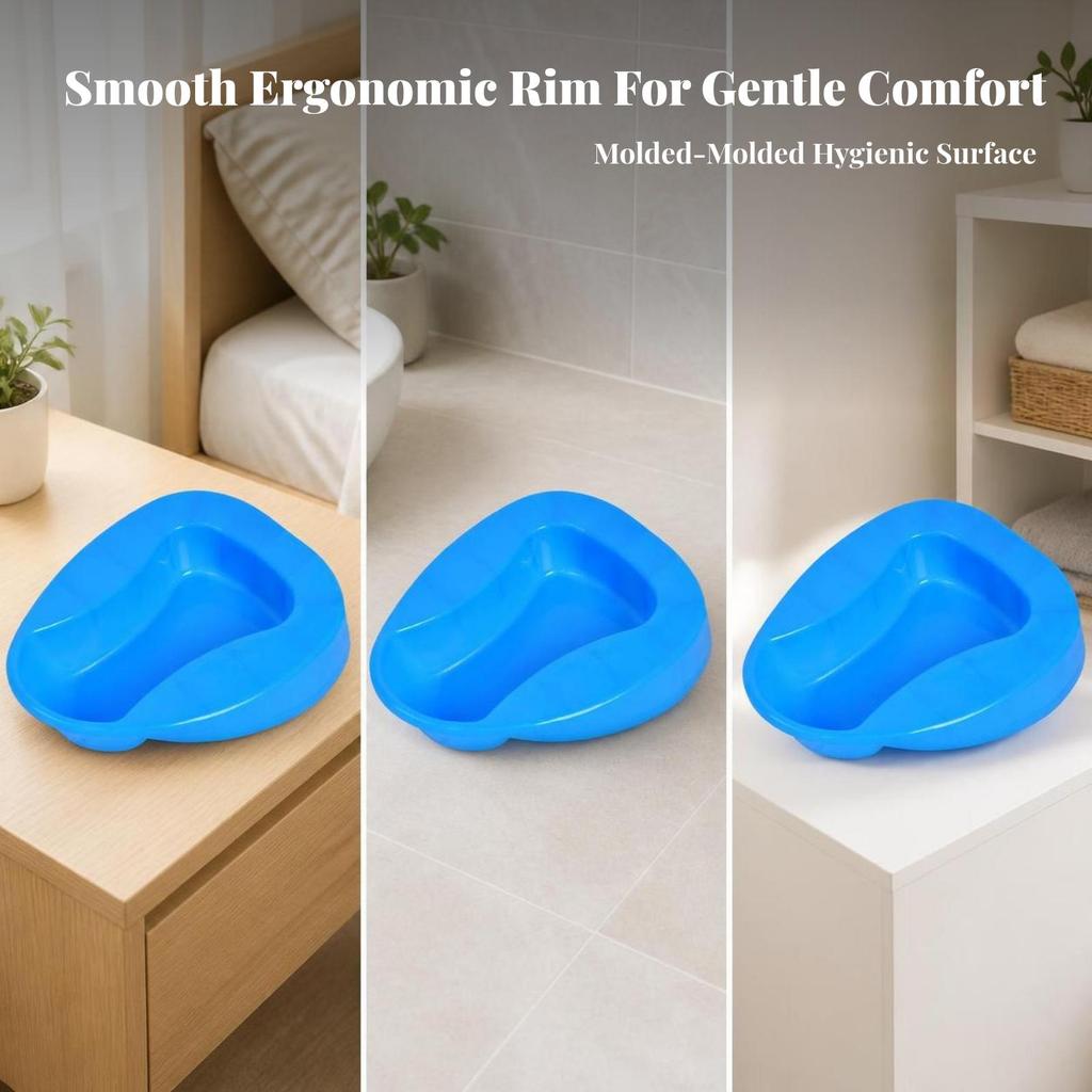 Bedpan Easy to Clean Polymeric Sleek for Bedridden Patients, Elderly