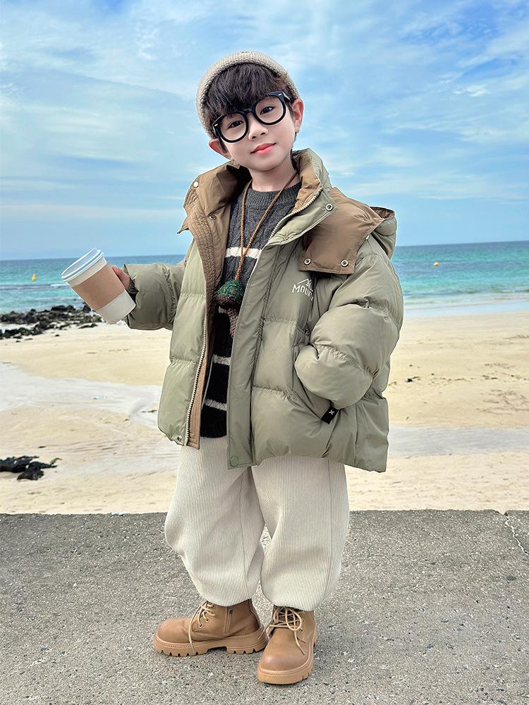 Fairy Tale Boys' Hooded Winter Down Jacket - Thick, High Content 90 White Duck Down