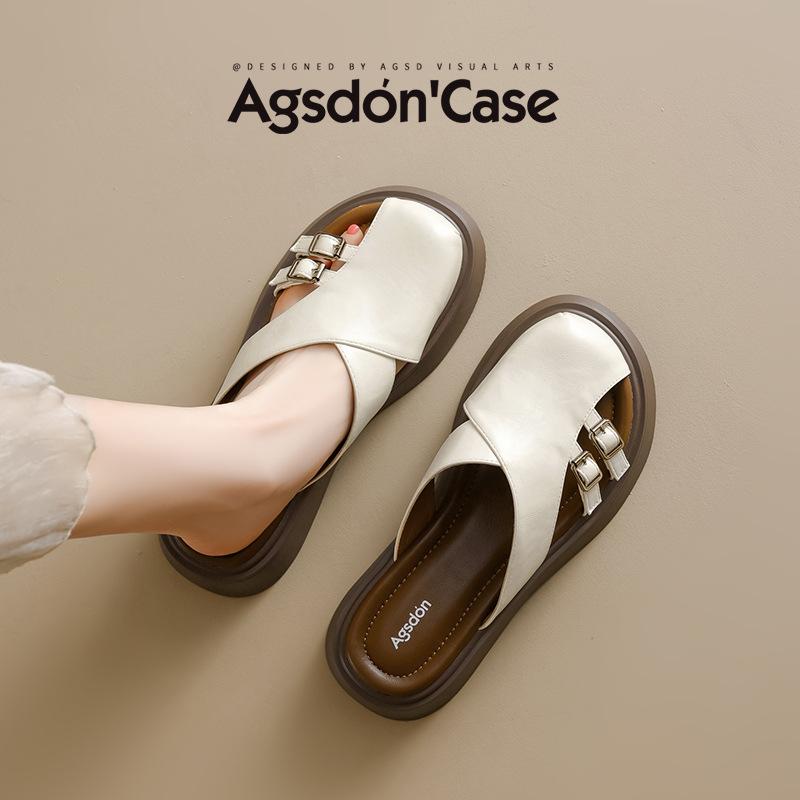 Augustine Bag Head Half Slippers Women's 2025 New Summer Thick-soled Roman Cool Slippers One Pedal Outside Slippers