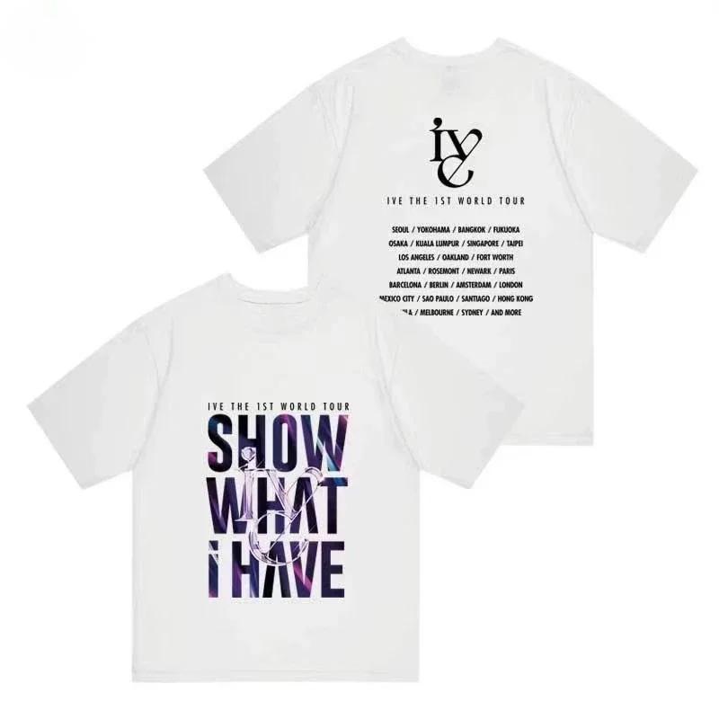 

Концерт мирового тура IVE SHOW WHAT I HAVE Окружающий Анью Чжэн Чжан Юаньин Такая же футболка с коротким рукавом для женщин и мужчин Летняя одежда S