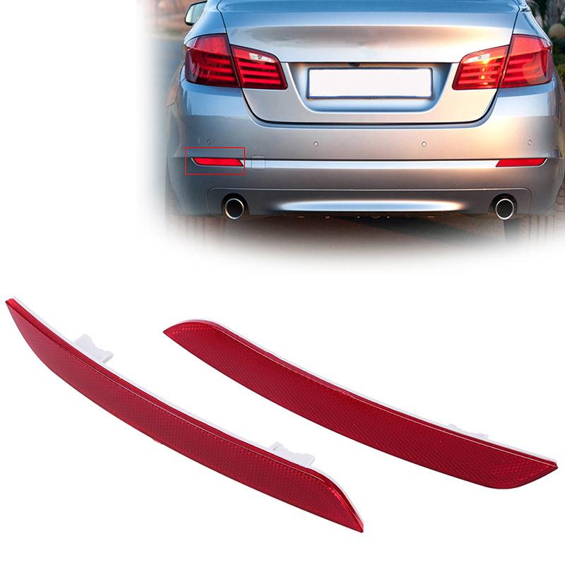 1 Pair Rear Bumper Reflector Light Red Lens Warning Strip Tail Marker For BMW 5 Series F10 F18 2010-2013
