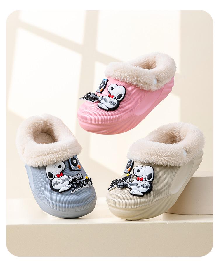 Snoopy EVA Kinder Winter Samt Warm Rutschfest Abnehmbar Cartoon Hausschuhe - Eltern-Kind Passend Baumwolle