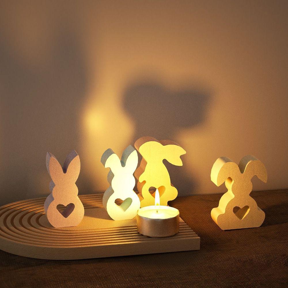 Standing Heart Bunny Candle Mold 7 Hole Bunny Cake Mold  Home Table Ornament