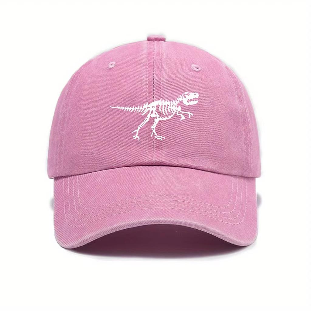 1pc Retro Washed Dinosaur Skeleton Printed Baseball Caps for Men,Fashionable and Casual Adjustable Dad Hat for Outdoor Sports