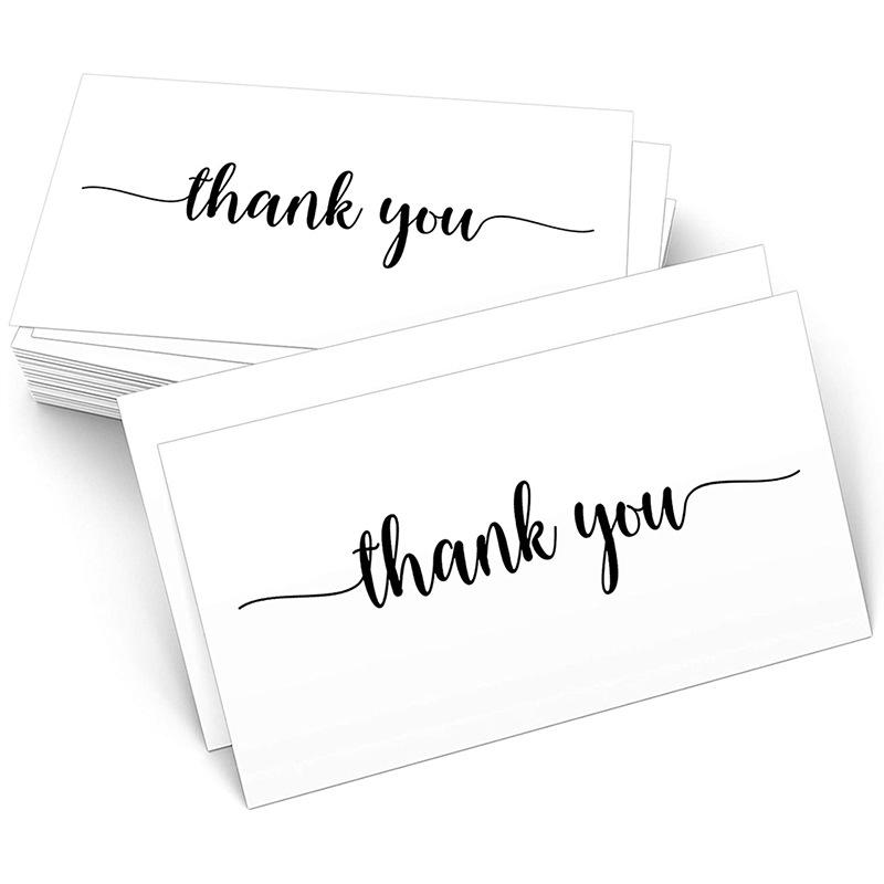 50-Pack White Thank You Greeting Cards for Holiday Gift Packaging and Decoration