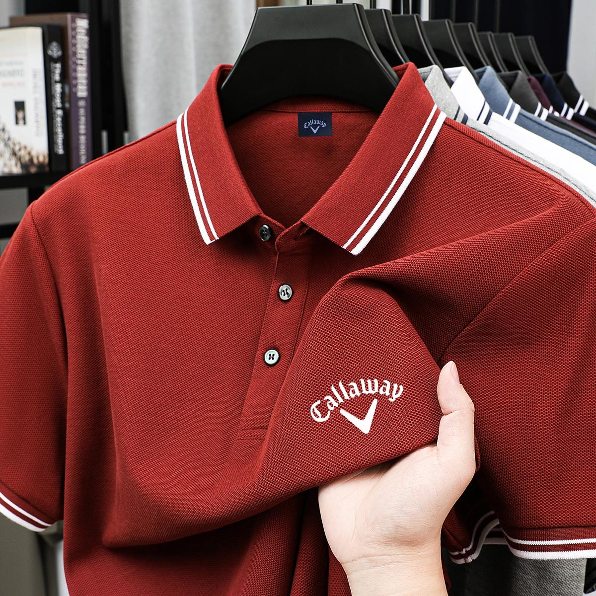 

Callaway 2025 Лето Мужская Новая Вышитая Из Чистого Хлопка Свободного Покроя Деловая Повседневная Удобная Влагоотводящая и Потоотводящая Рубашка Поло S